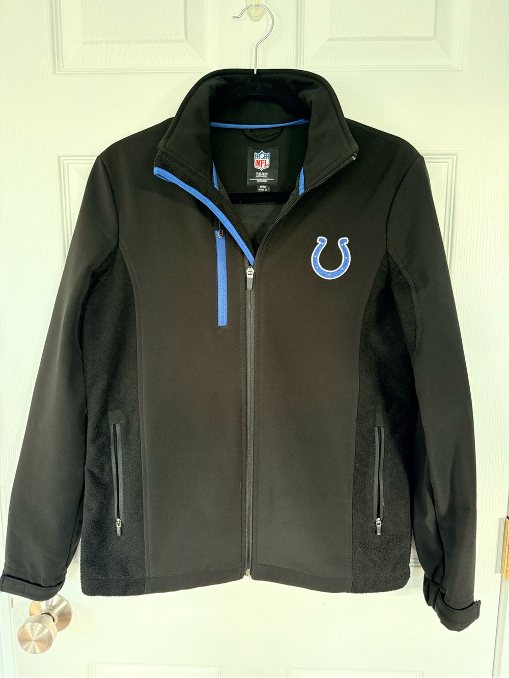 NFL Apparel Indianapolis Colts Softshell Embroidered Full-Zip Fleece Jacket Blac